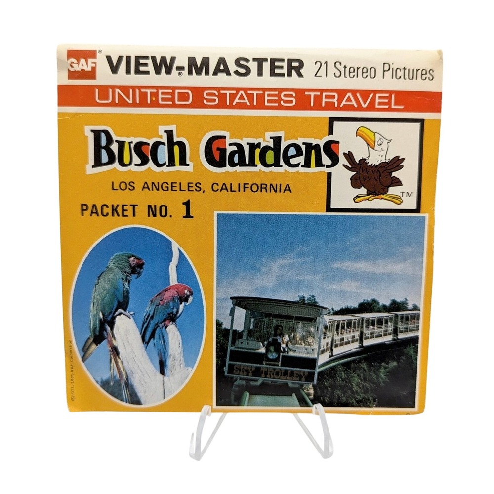 1975 GAF View-Master Busch Gardens Los Angeles California Packet #1 3 Reel Pack